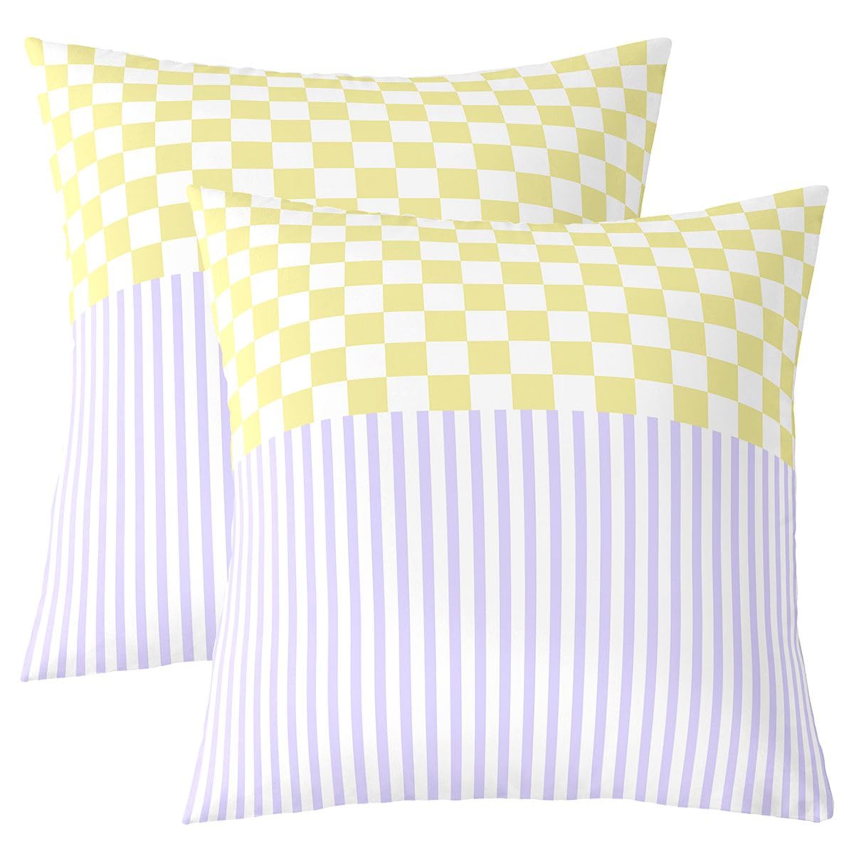 Homewish Poszewka na poduszkę w fioletowe paski, 4 sztuki, 20 x 50 cm, żółta, w kratkę, teksturowane paski, luksusowa dekoracyjna poszewka na poduszkę