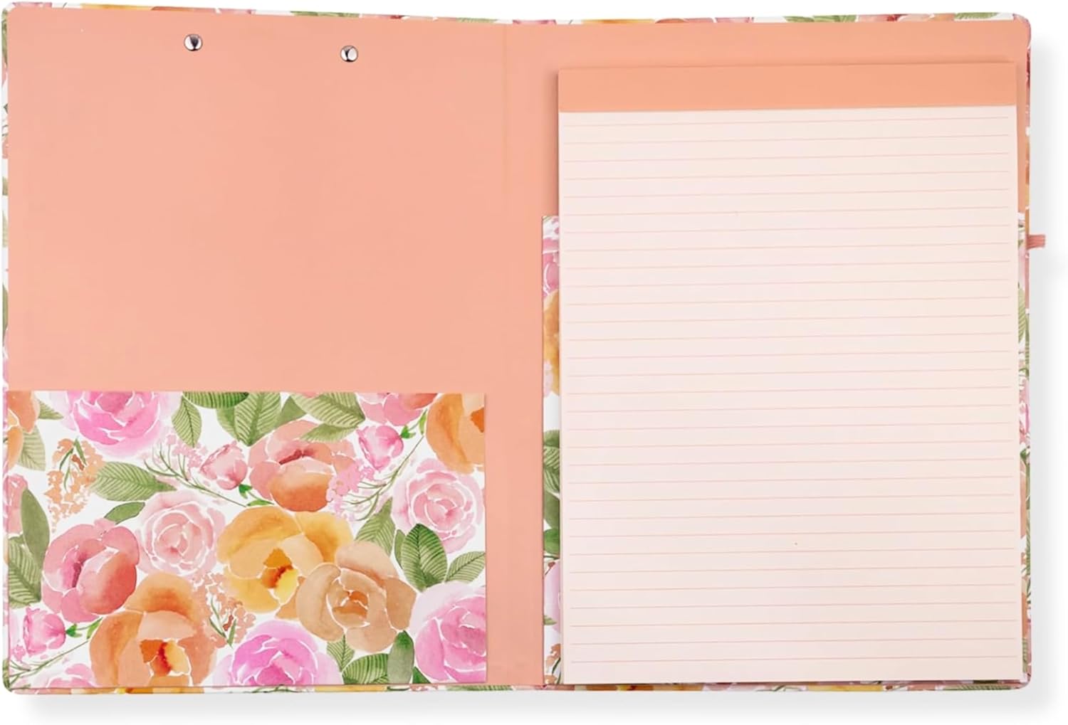 Steel Mill & Co Cute Clipboard Folio with Refillable Lined Notepad and Interior Storage Pocket, Floral Padfolio for Work, Full Posey