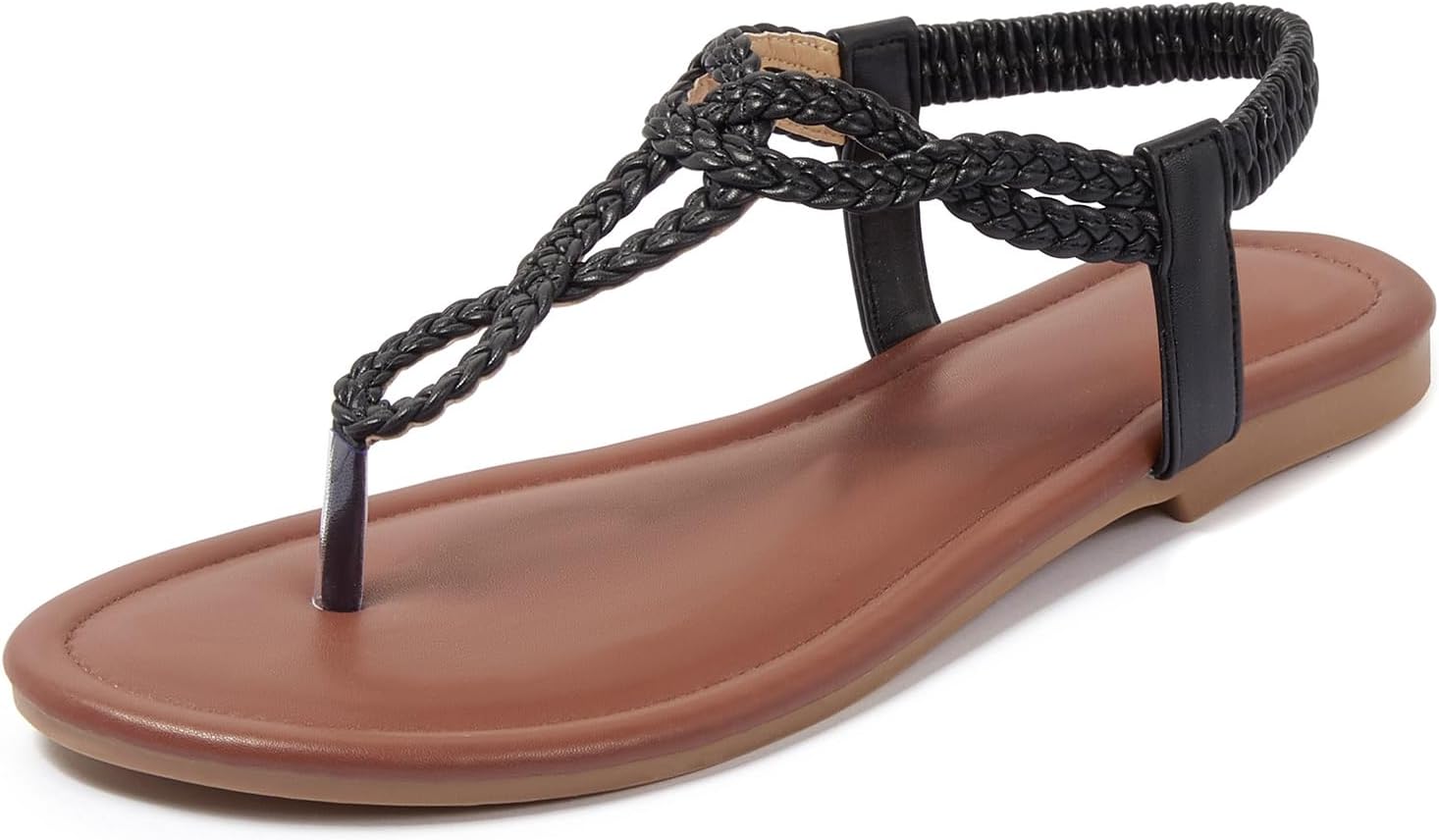 iCKER Women Flat Sandals Braided Thong Summer Elastic Strap Woven Beach Dressy Flip Flops Sandals