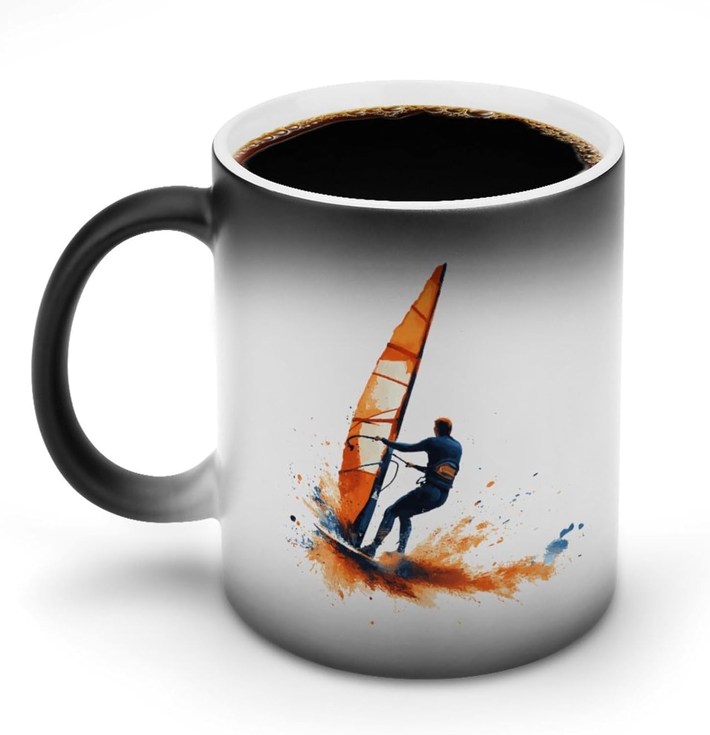 Windsurfing Windsurfer Splashing Color Changing Mug Heated Ceramic Cup Heat Sensitive Coffee Mug Fun Gift