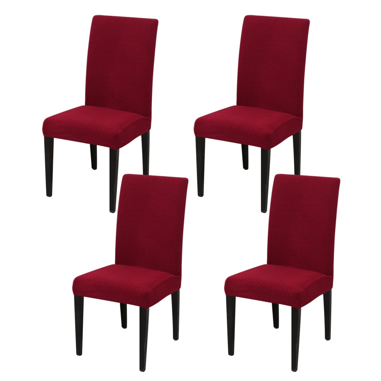 Housses de chaises pas cher KnSam en spandex jacquard rouge vineux lot de 4 pour salon et cuisine