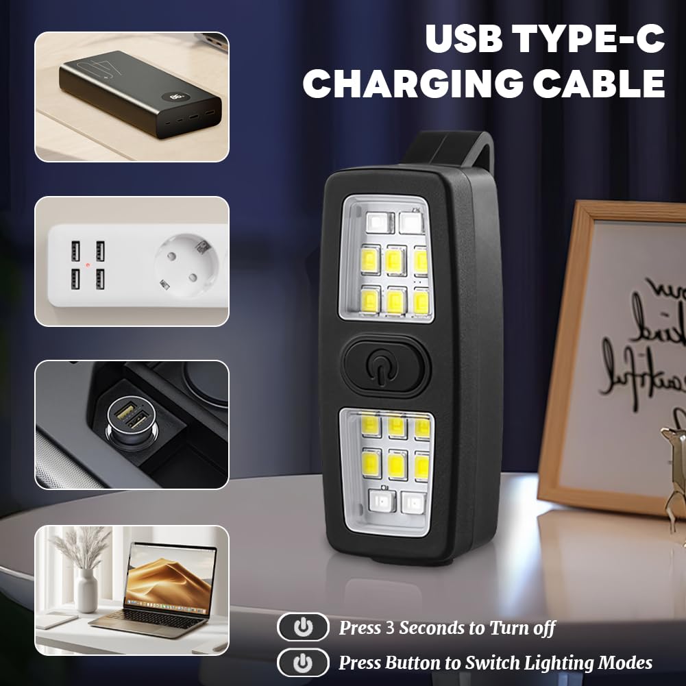 flintronic Klips latarka do biegania, z klipsem, odblaskowa lampa do biegania LED, ładowana przez USB, 7 trybów oświetlenia, do biegania nocnego, biegaczy, joggerów, kempingu
