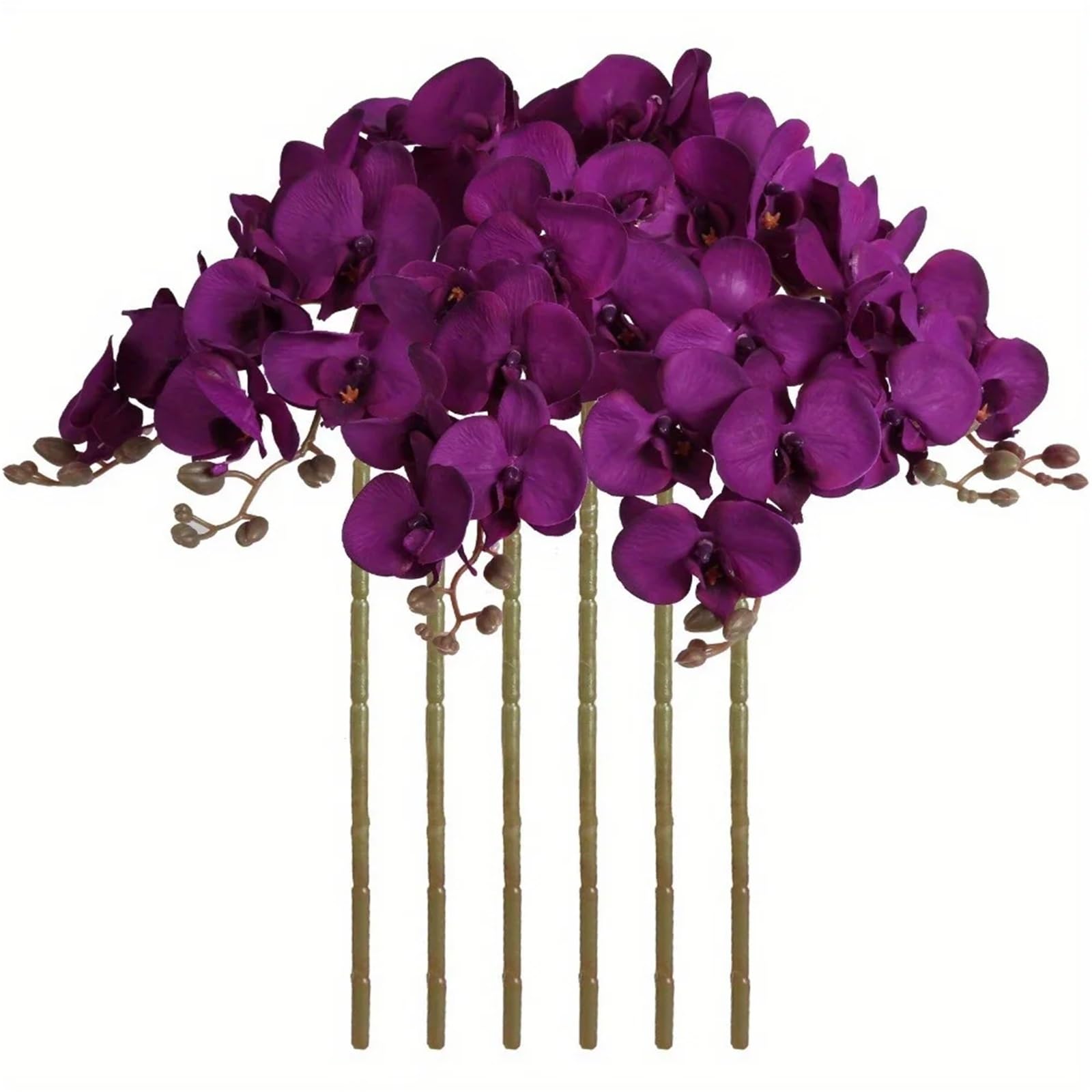 Artificial Flower Branches 6PCS Faux Orchid Velvet Orchids 38 Inch Artificial Flowers Long Stem For Home Wedding Decor(Color4)