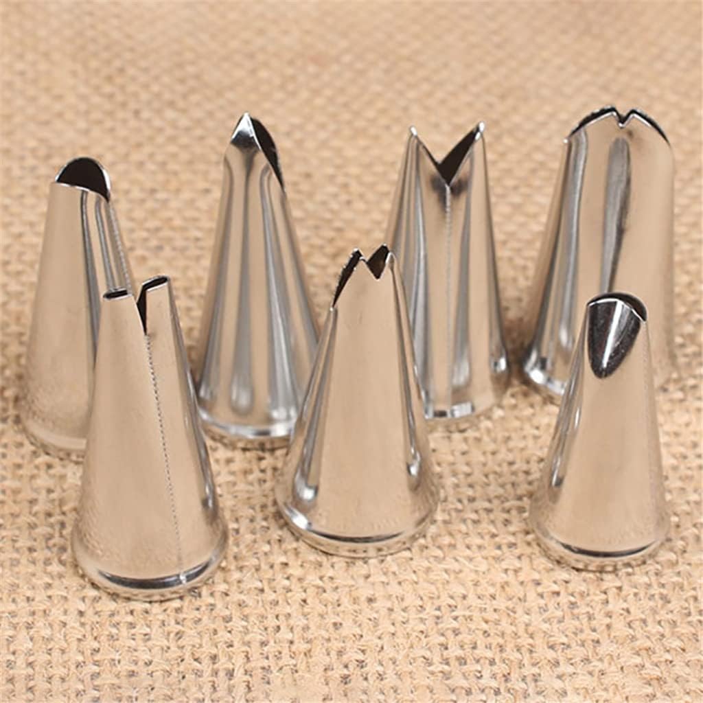 7Pcs Multi Purpose 304 Stainless Steel Silver Pastry Nozzle Leaf Shape Cakes Decoration Set Cookies Supplies Kitchen Gadgets
