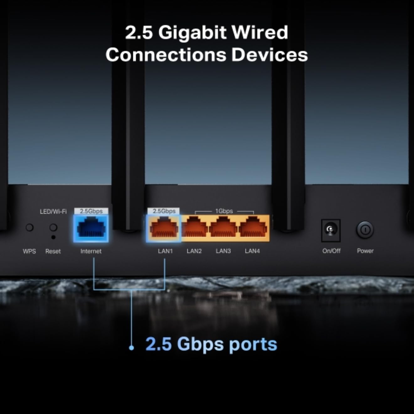 TP-Link Archer BE400 - Router WiFi 7 Doble Banda 6500Mbps, 2.5G WAN/LAN, Cobertura Maxima 6 Antenas Externas con Tecnología MLO, EasyMesh, Beamforming, Control App