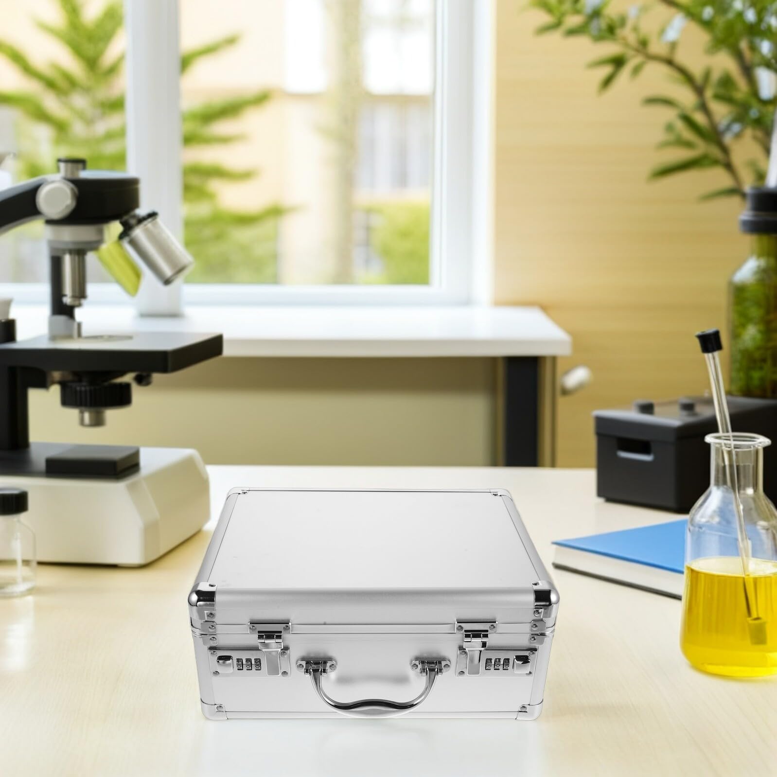Scatola di Metallo per Medicinali con Lucchetto a Combinazione, Cassetta di Sicurezza Portatile con Maniglia, Contenitore Grande per Conservazione Farmaci in Casa, Ufficio e Viaggi