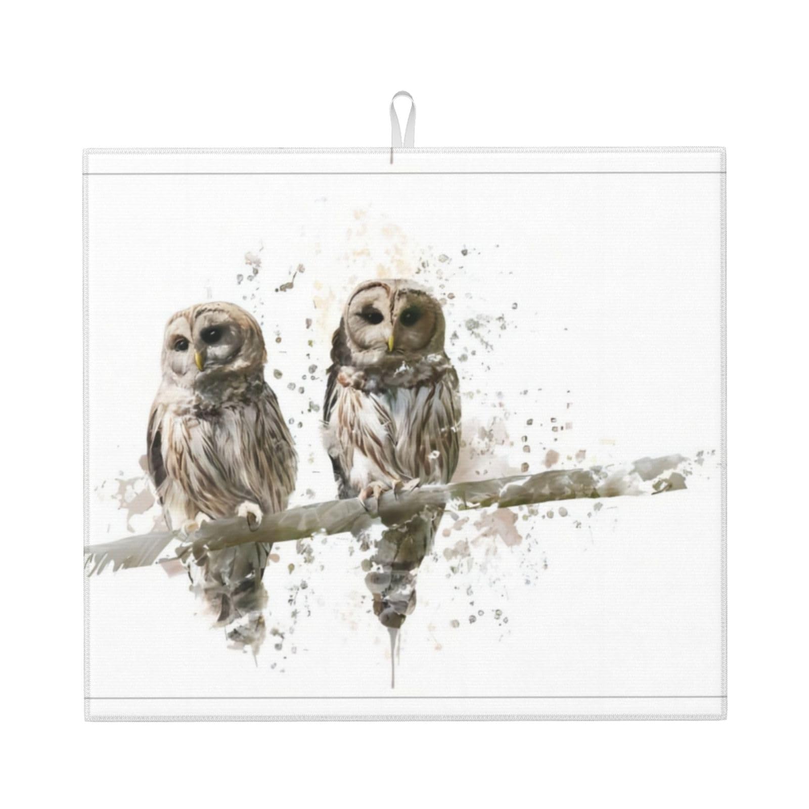 YYHHAOFA Owl on The Tree Branch Prints Kitchen Drying Mat – Highly Absorbent Microfiber Throw, Non-Slip Counter Cover for Dishes, Fade-Resistant Print & Appliance Protection