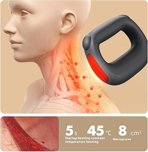 Miniatura 3 de Pistola de masaje muscular de percusión de tejido profundo con calor, intensidad y velocidad ajustables, súper silenciosa, recargable USB-C,