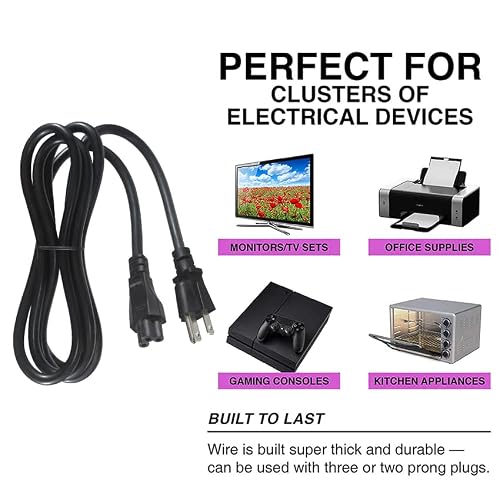 US Standard Laptop Power Cord - 2 FT/ 24 inch 18AWG NEMA 5-15P to Iec 60320 C5 Universal 3 Prong AC Power Cable Replacement Desktop Charger 3 Pin 10A 125V Wire for Notebook Computer Adapter TV Printer