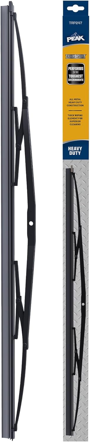 PEAK Transport Heavy Duty Windshield Wiper Blade, Durable Metal Wiper Blade Replacement for Class 6-8 Trucks, Class A RV's, and Transit Buses with Saddle Wiper Arm and 24" Wide Saddle Blade
