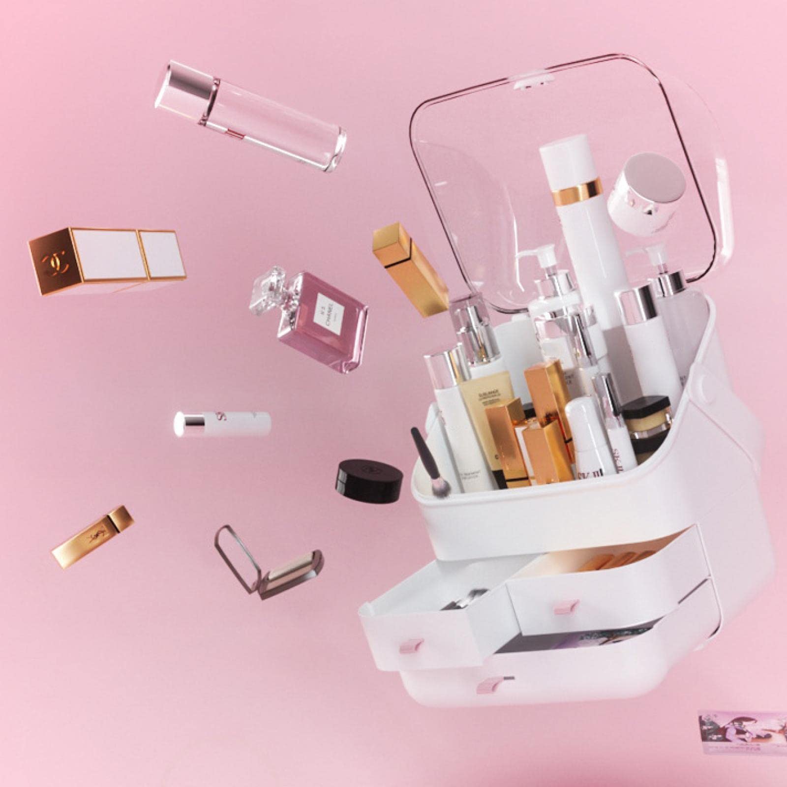 Organizzatore per Il Trucco Scatola per Cosmetici Impermeabile Antipolvere Cassetto per Il Bagno Scatola per la Cura della Pelle del Desktop Moda Grande capacità Piccola