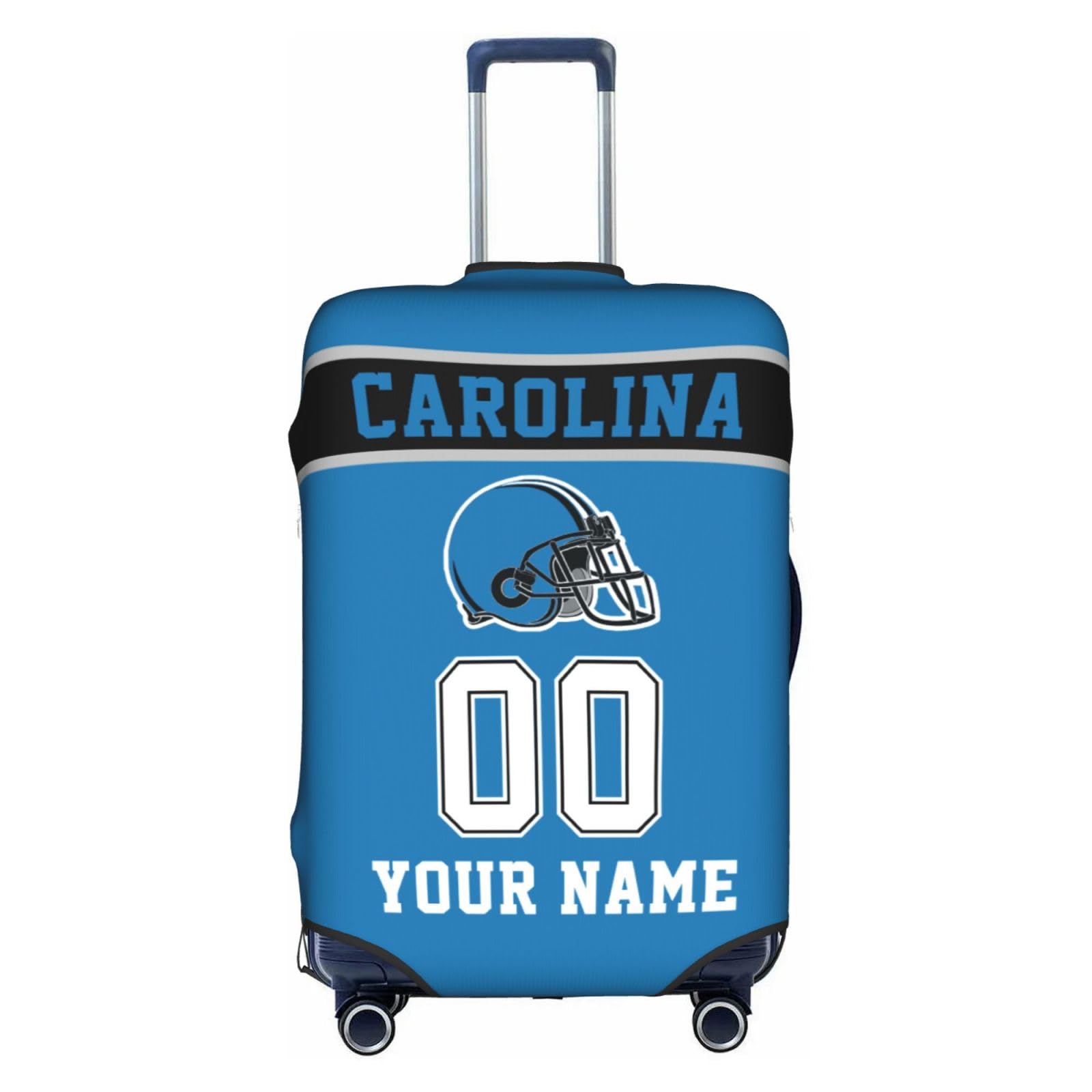 Custom Carolina Luggage Cover Personalized Football Style Suitcase Cover with Name Number Customized Washable Elastic Sports Travel Suitcase Protector for Business Vacation Gifts