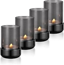 Tea Light Holders Tealight Holders Glass Tealight Holder Set For Party Wedding Candle Graduation Birthday Gifts For Women Home Decorative Pack Of 4,Black Nickel
