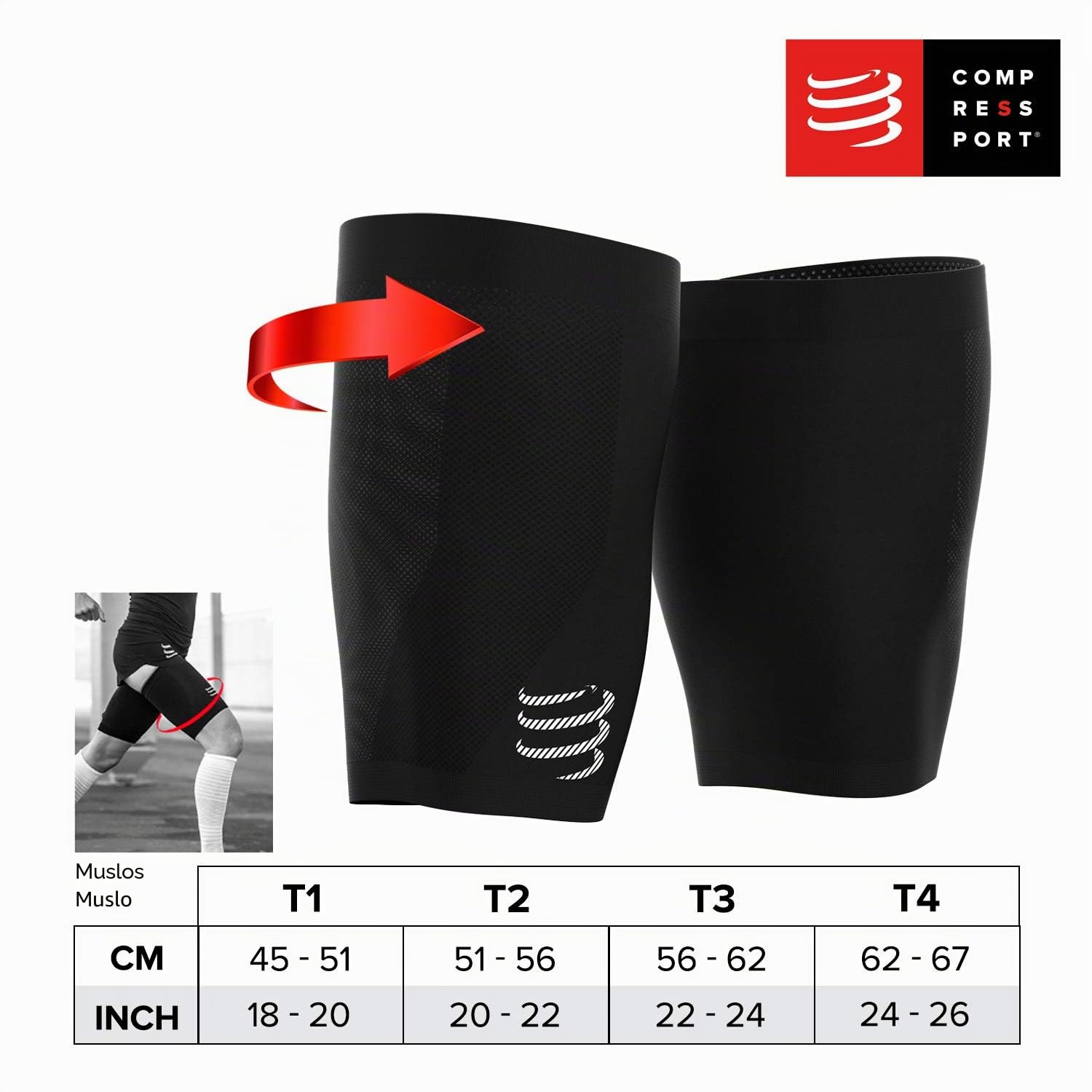 COMPRESSPORT Under Control Quad Manga de compresión Unisex adulto (Pack de 1)