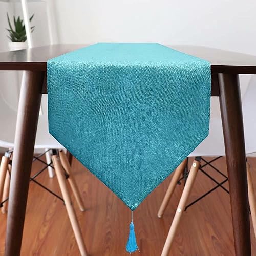 Miniatura 2 de Camino de mesa de lino sintético con borlas, impermeable, brillante, para fiestas, hogar, decoración de mesa, cumpleaños, boda, despedida de