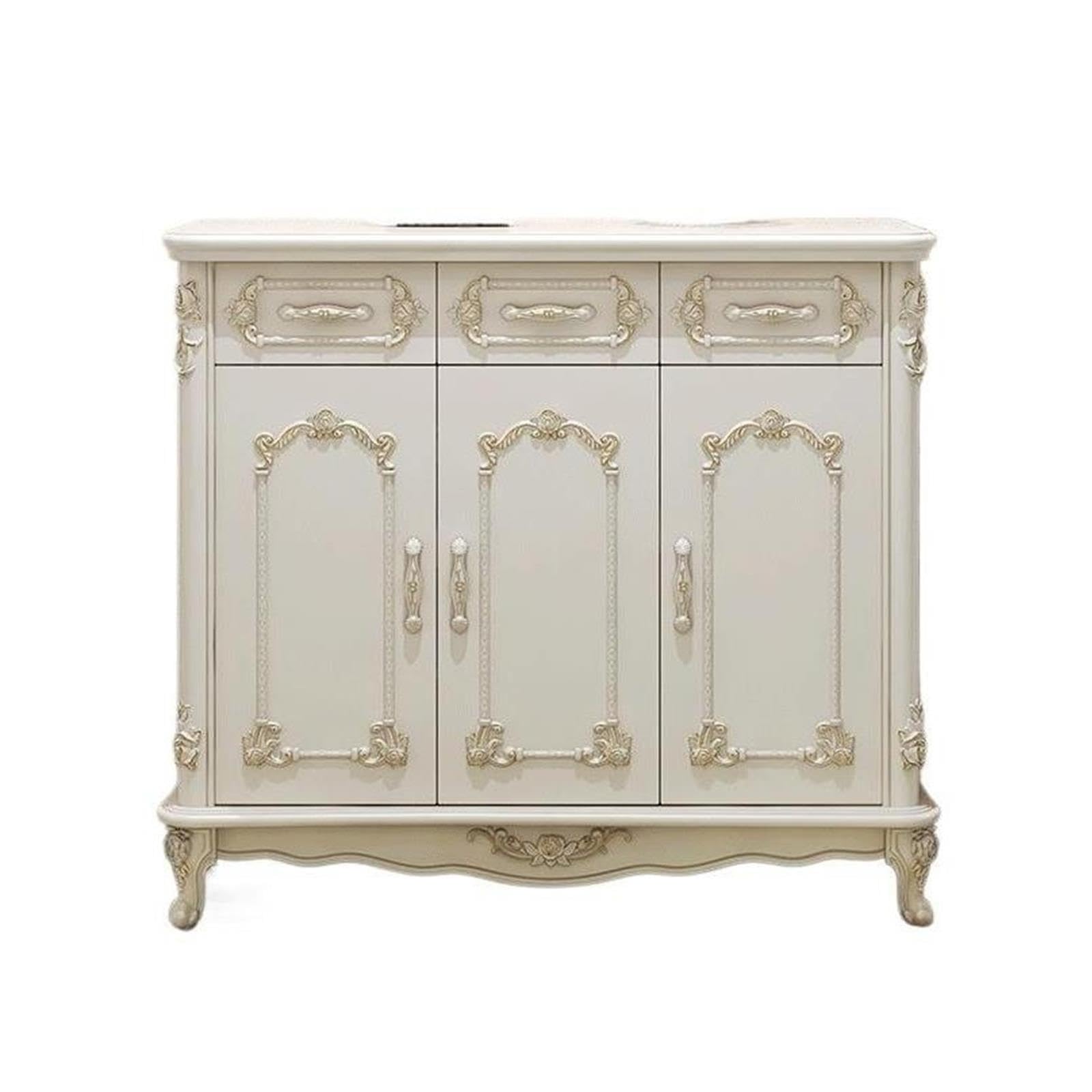 Scarpiera bianco avorio con accenti dorati portavasi