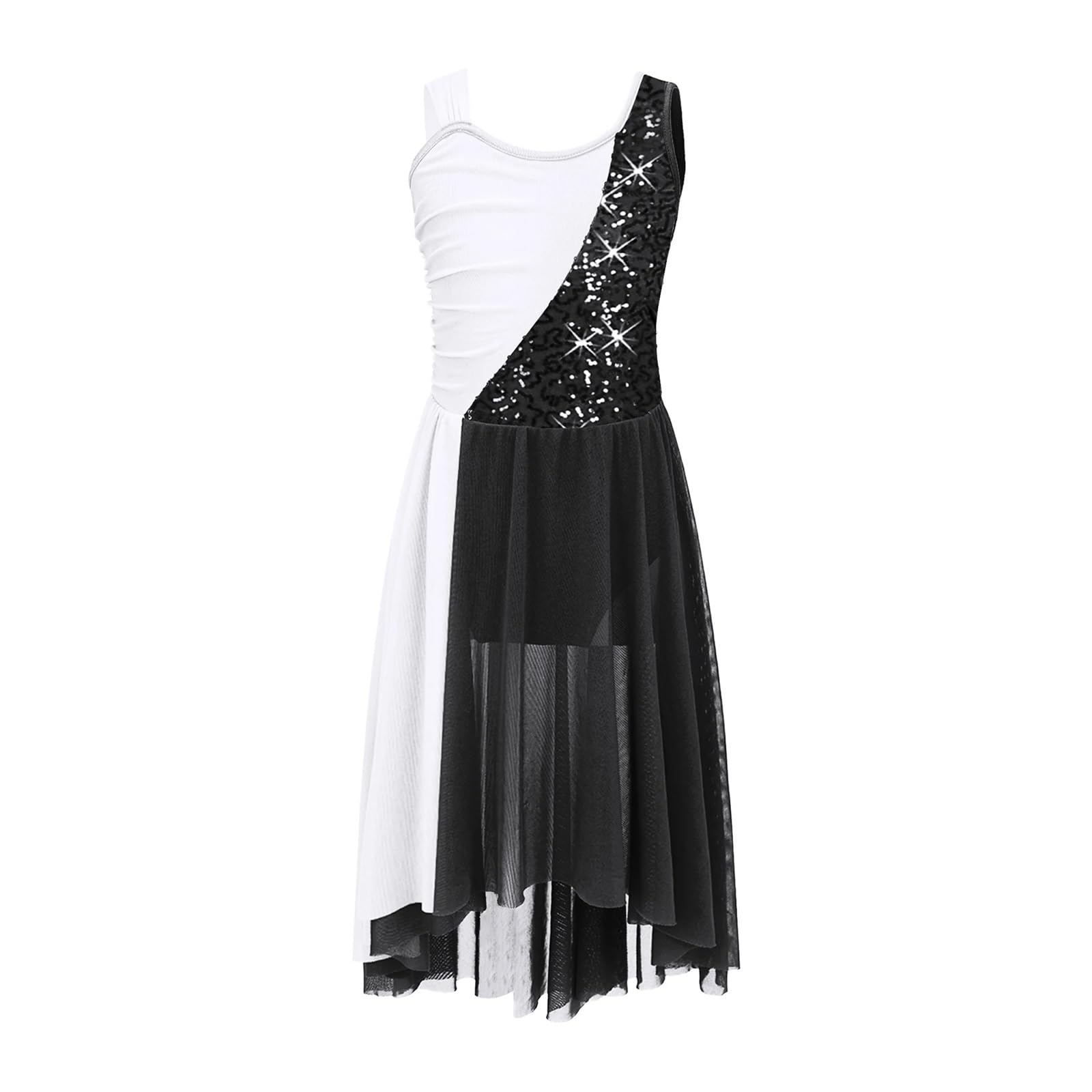 Vestido De Patinaje ArtíStico Vestido de baile lírico con lentejuelas for niñas, vestido de tutú de ballet for niños, leotardo de gimnasia, baile de salón, ropa de actuación de baile moderno Para Artí