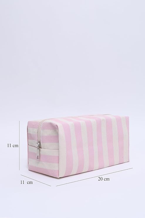 SHAKA Pembe Shk221 Kanvas Kumaş, Tek Bölmeli, Fermuarlı, Çok Amaçlı Seyahat Ve Makyaj Çantası,Pembe