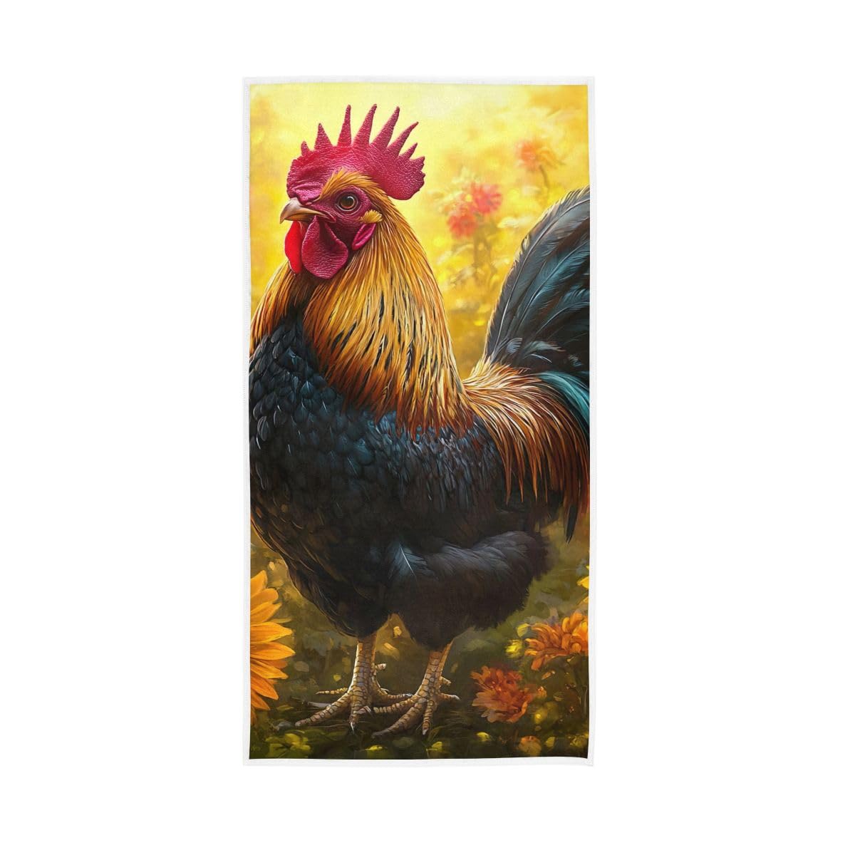 LSRCPD Rooster Vibrant Sunflowers Hand Towels, Hand Towels for Bathroom Clearance 15 x 30 Inches