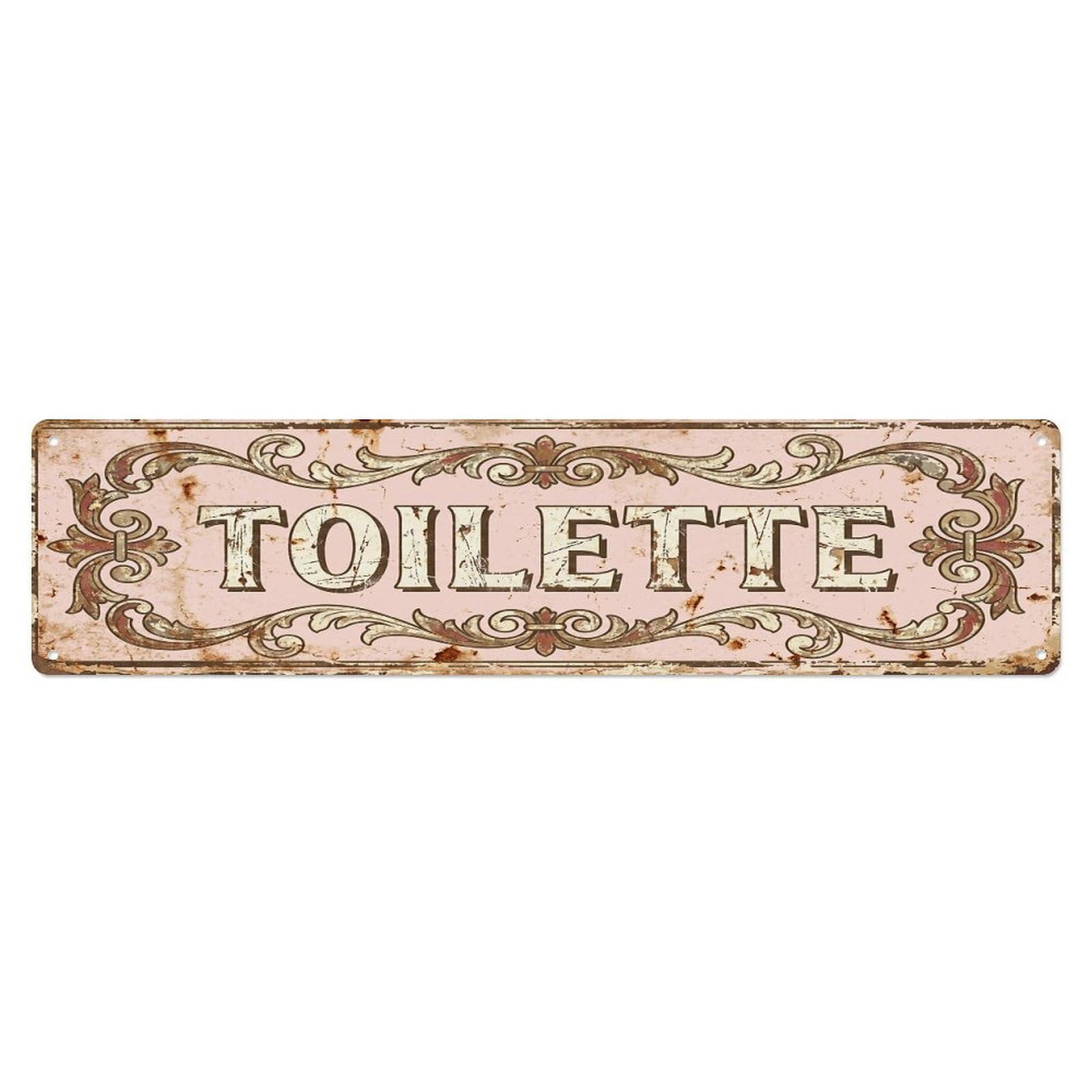 Weathered Nostalgic Cottage Restroom Toilet(WC) Door Metal Tin Sign Plaque Wall Decor for Cafe, Club Bar, Office, Home Garden Metal Poster 4x16Inch