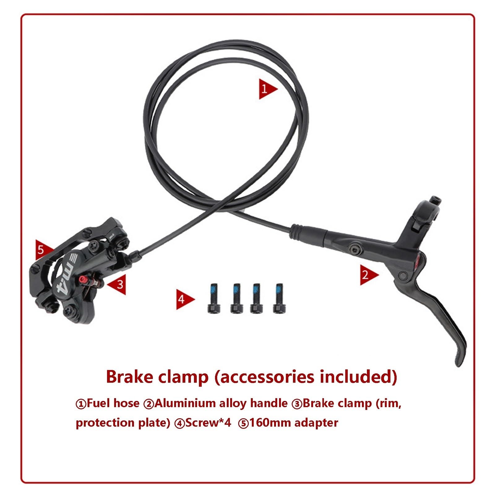 1 Coppia di Set di Freni a Disco, Kit di Freni a Disco Idraulici con Rotori da 160 mm, Anteriore Destro 800 mm, Posteriore Sinistro 1400 mm in Alluminio
