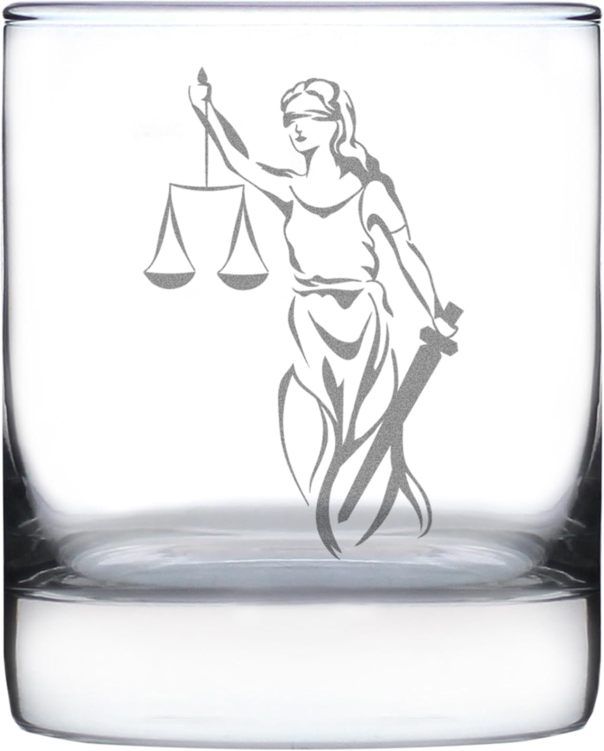 Bevvee Lady Justice - Whiskey Rocks Glass - Lawyers and Attorneys Themed Gifts or Party Decor for Women and Men - Set of 2-10.25 Oz