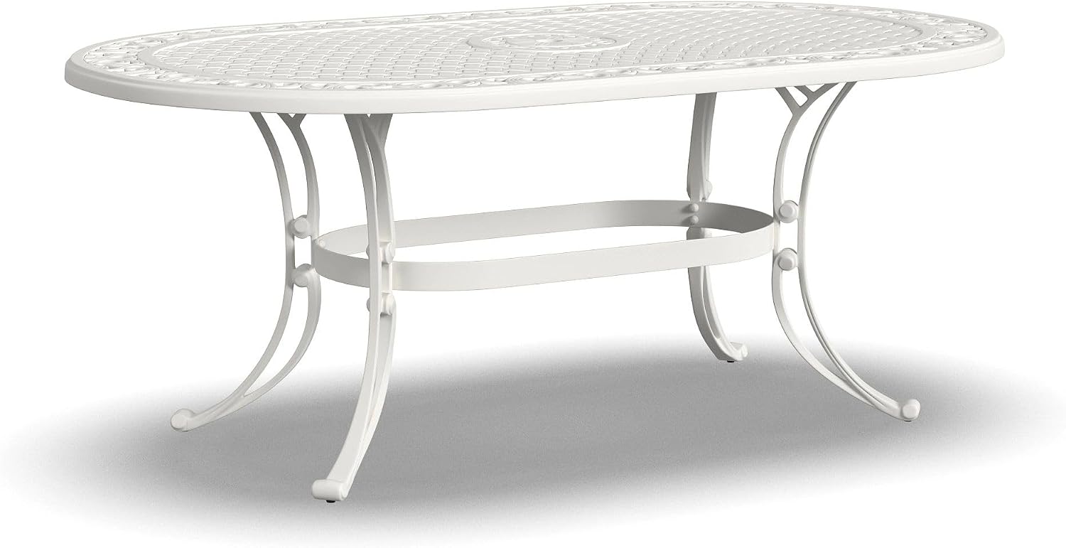 Homestyles Sanibel Off White Outdoor Oval Dining Table 72” seats up to Six people