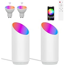 2 Pack Up Lights Indoor Floor Can Light, 6W RGB GU10 LED Spotlights, Indoor Uplights for Home Accent, Plant, Artwork, 5.9FT Plug Cord & Foot Switch, Whtie