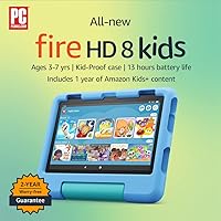 All-new Amazon Fire HD 8 Kids tablet, 8" HD display, ages 3-7, includes 2-year worry-free guarantee, Kid-Proof Case, 32...