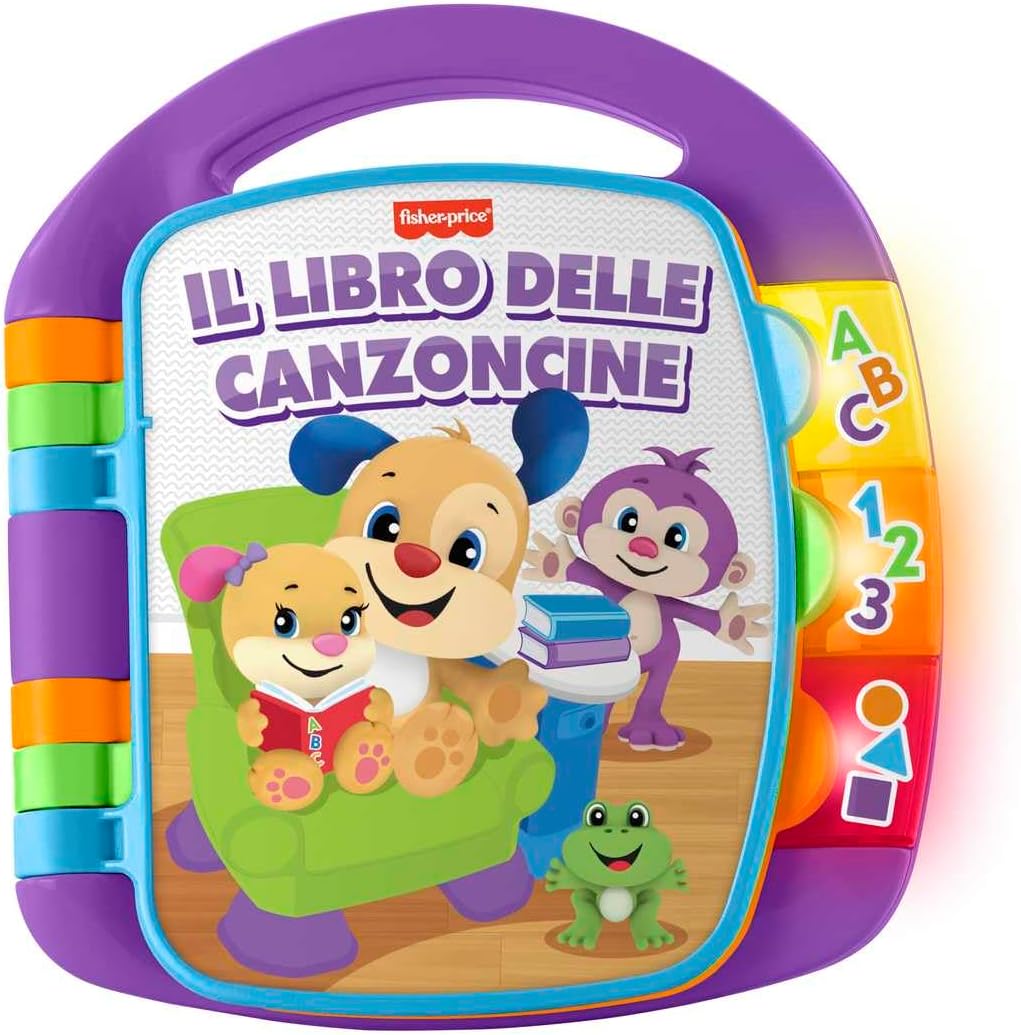 Fisher-Price- Il Libro delle Canzoncine Ridi e Impara, Libricino con Filastrocche che Incoraggiano il Bambino a Girare le Pagine e Cantare, Giocattolo per Bambini 6+mesi, Versione italiana, CDH49