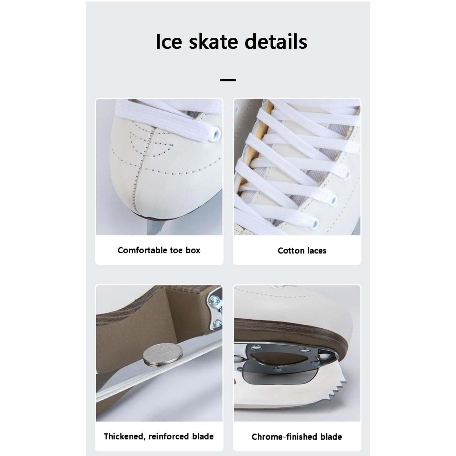 Patins à Glace pour Les Loisirs Femme,Chaussures de Patinage sur Glace pour Femme,Homme,Patins à Glace pour Jeunes,laçage,Design Classique,Lame en Acier Inoxydable,Convient aux patinoires