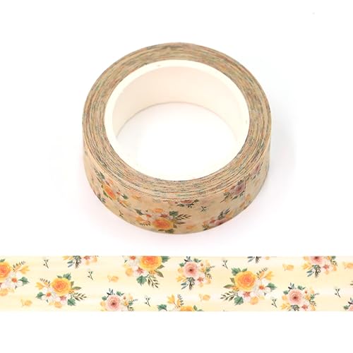 KKONION Cinta decorativa vintage de flores amarillas para álbumes de recortes, bonitos suministros escolares de papelería (5 piezas)