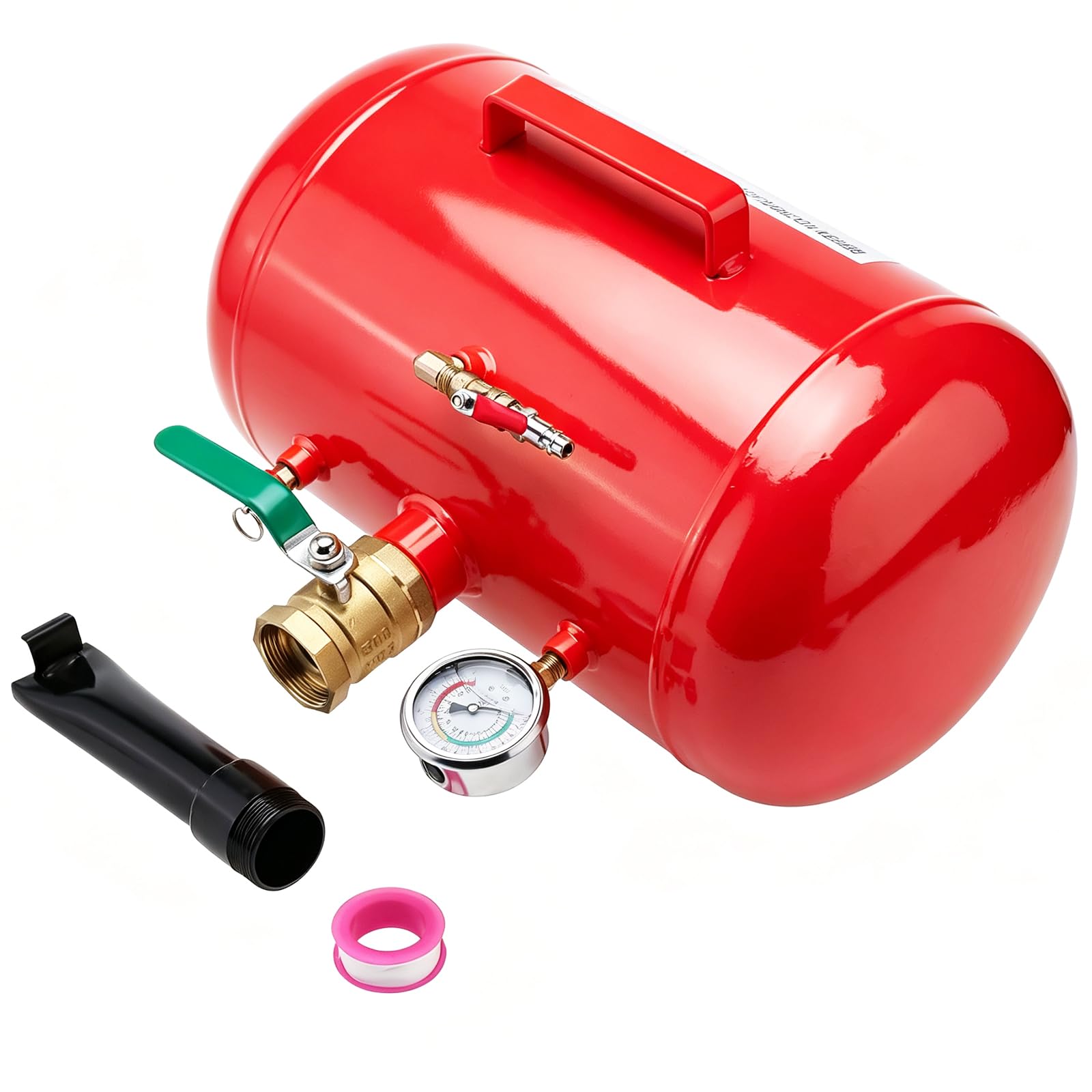 BOOMSTART Gonfiatore per pneumatici da 20 l, 6-8 bar, cannone ad aria in acciaio, per pneumatici Bazooka, con manometro, per camion, auto (rosso)