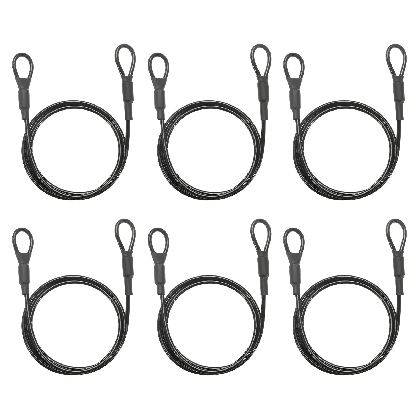 PATIKIL Security Cable Lock (3mm x 90cm, 3ft, Black)(6Pcs)