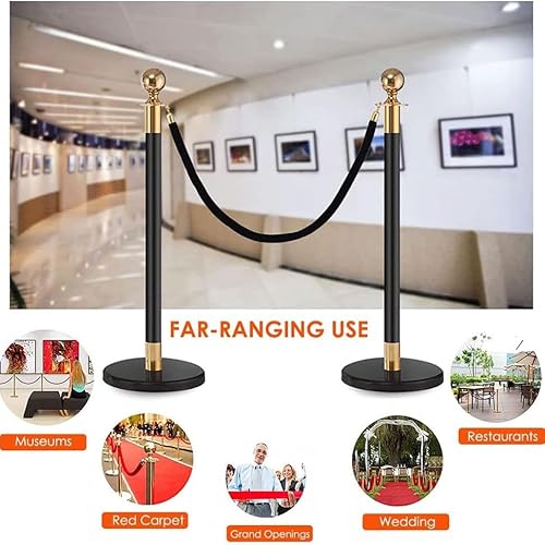 Barreiras de segurança de corda externa de 0,9 m - 5 m de comprimento com fechos dourados, cordas de