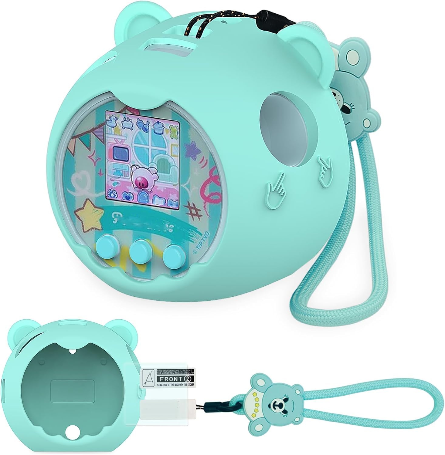 BCWEGION Silicone Case for Punirunes Interactive Digital Pet Toy, Protective Case for Punirunes Virtual Electronic Pets with Hand Strap and Screen, Protection for Punirunes Pet Toy