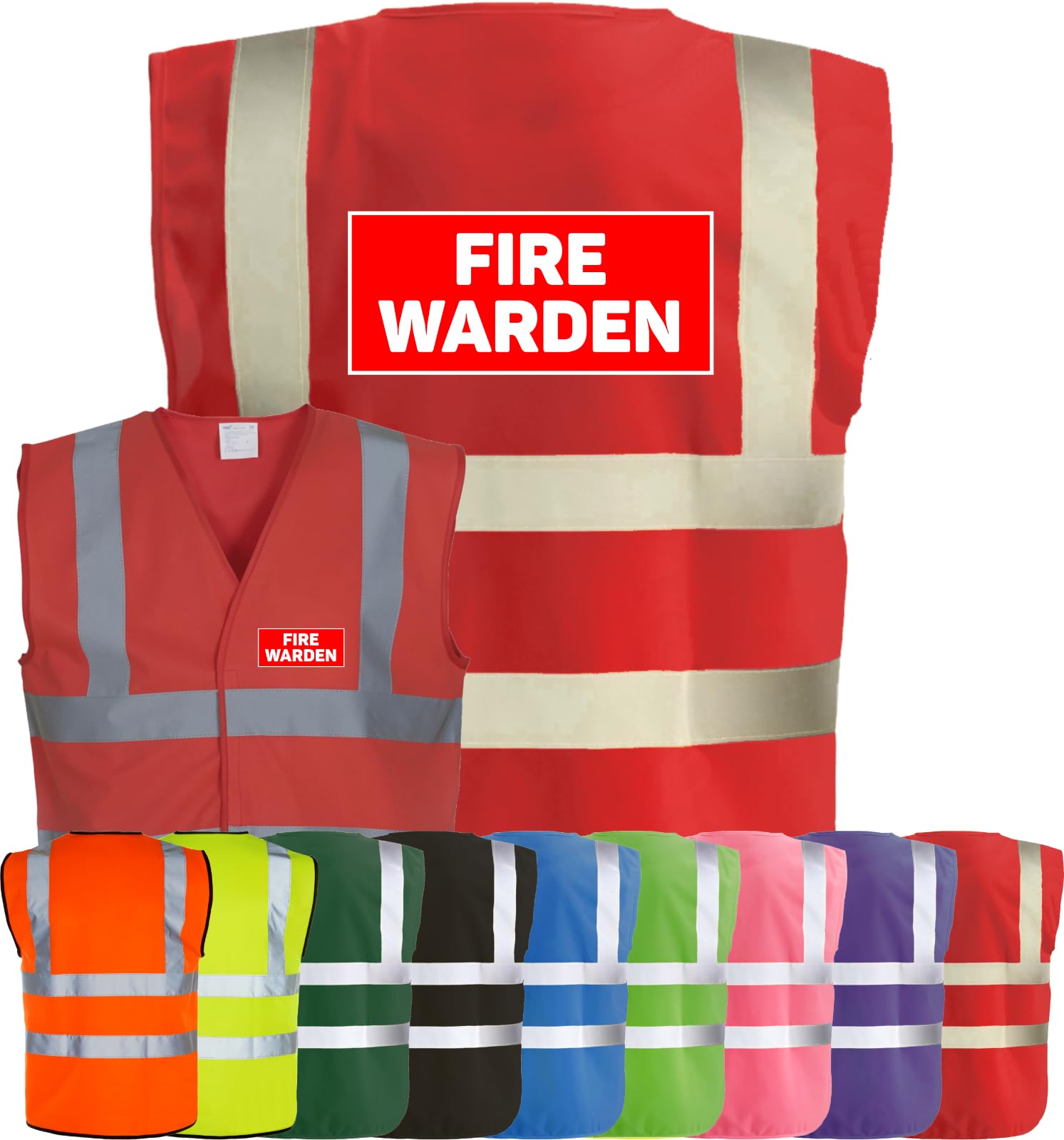 Corporate Togs FIRE WARDEN Printed Vest - High Visibility, Safety Waistcoat Tabard, British Standard CE Marked, Fastening Vest | Protective Safety Wear