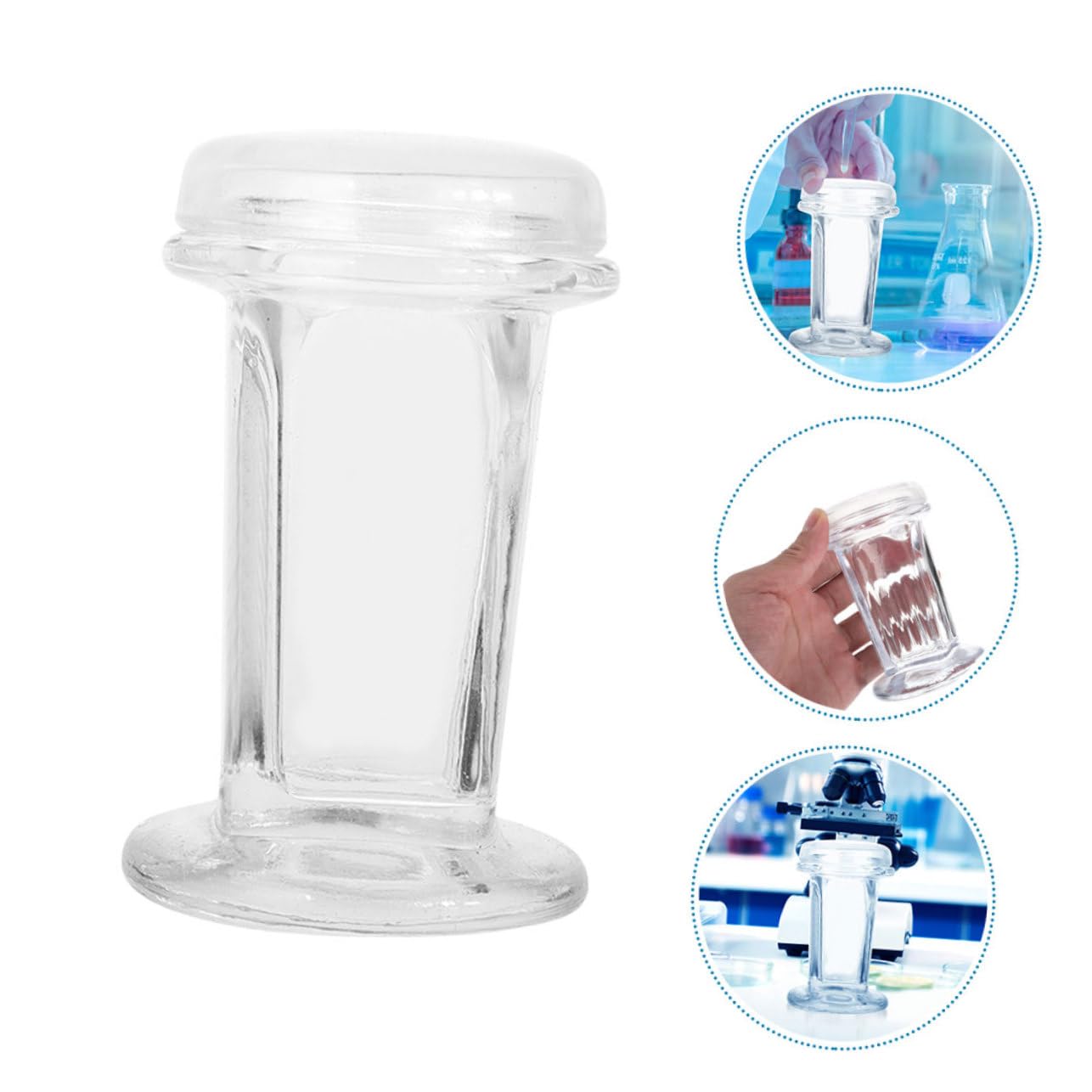 Frascos De Tinción De Vidrio Transparente Para Laboratorio, 2 Unidades Para Teñir Portaobjetos, Capacidad Para 5 Portaobjetos, Material Vidrio Resistente y Uso Profesional Científico