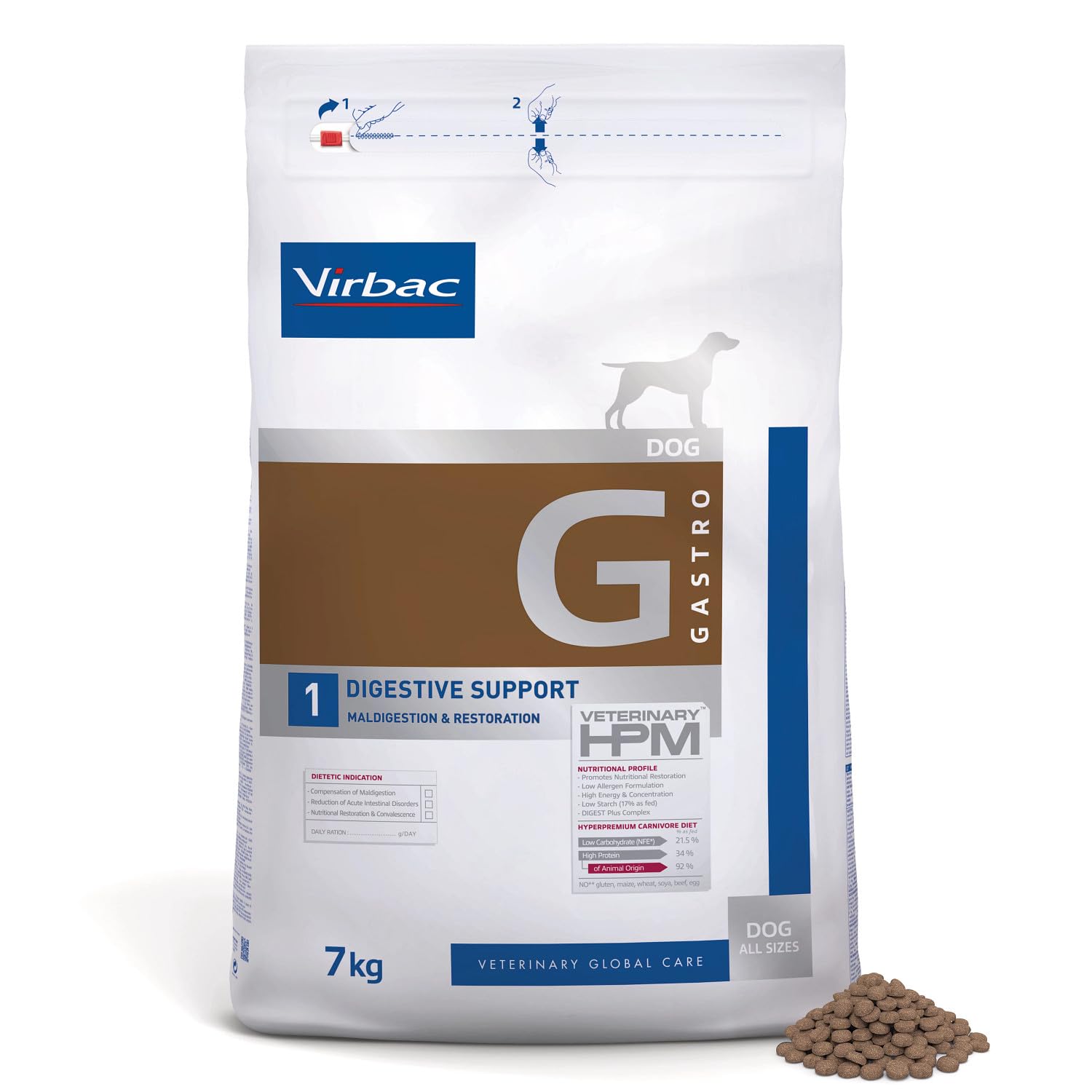 Virbac Veterinary HPM Digestive Vet Dog Food Support, 7 kg
