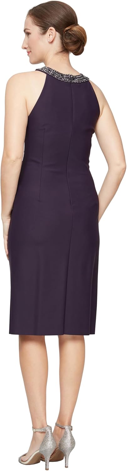 Alex Evenings Womens Short Sheath Slimming Stretch Halter Neck DressSpecial Occasion Dress - Image 2