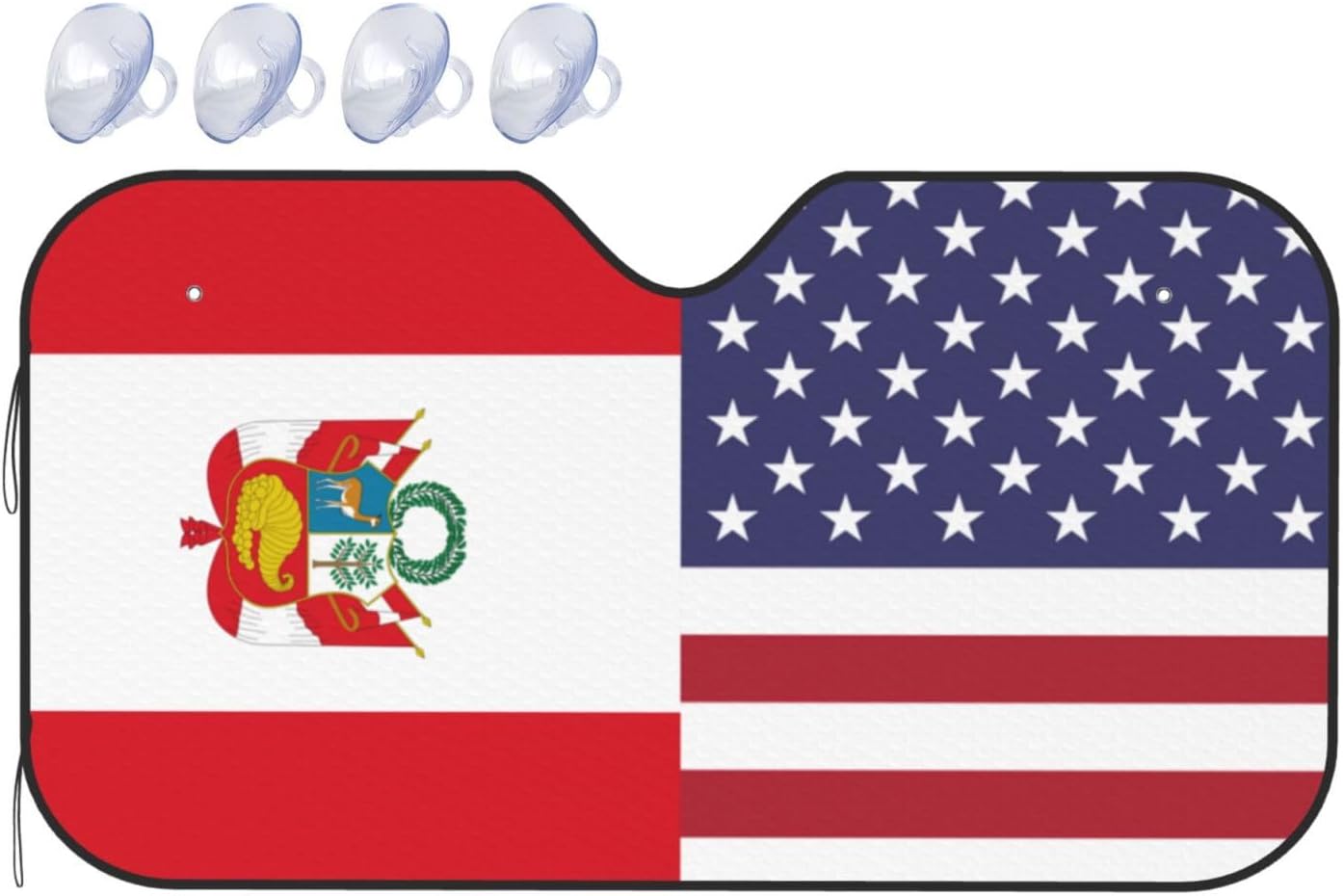 America Peru Friendship Flag Foldable Car Windshield Sunshade Blocks Heat and Sun Glare Uv Rays