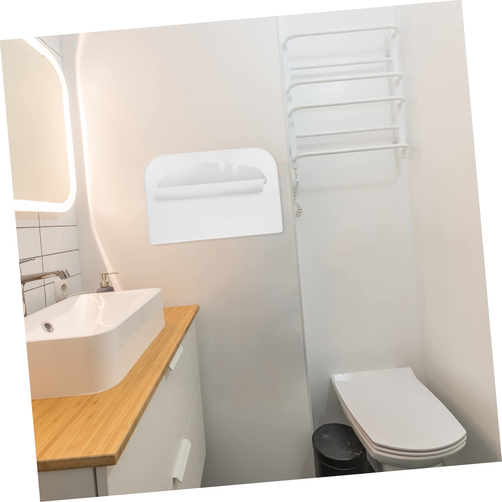 DOITOOL Pad Holder Dispenser Commercial Toilet Covers Bathroom Accessory Toilet Cover Holder Wall-Mounted Toilet Cover Dispenser Accessories for Toilet Caps Abs Cover Plate White Lining