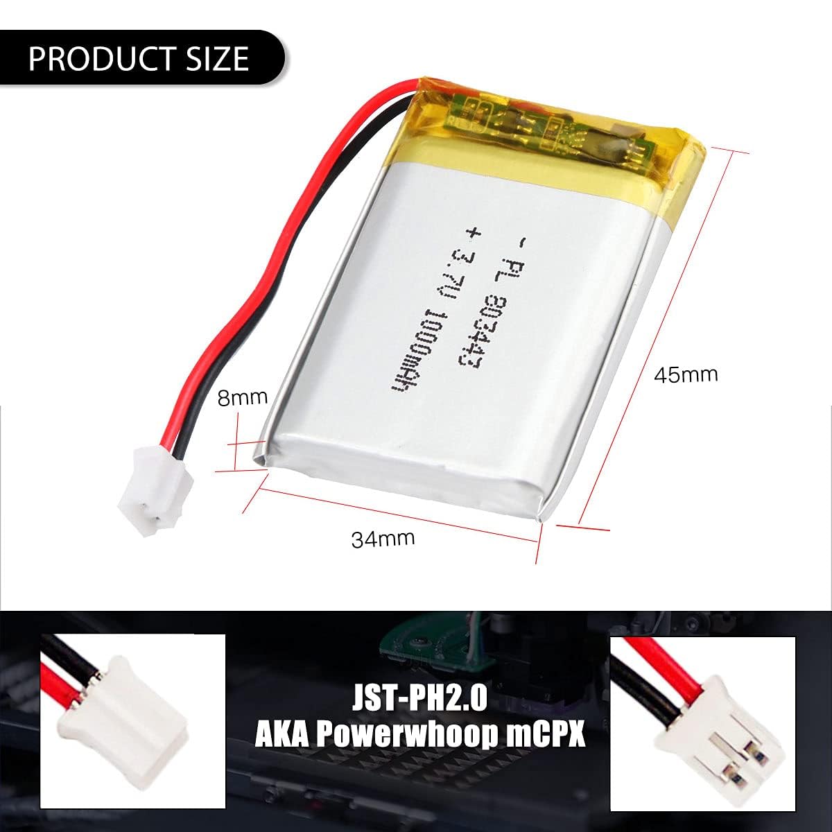 Bateria Lipo 3.7v 1000 Mah JINMEIXIANG 2 Uds 803040 3,7 V 1000mAh Lipo Batería De Repuesto De Polímero De Litio Li-po Battery 3.7 V Li-ion