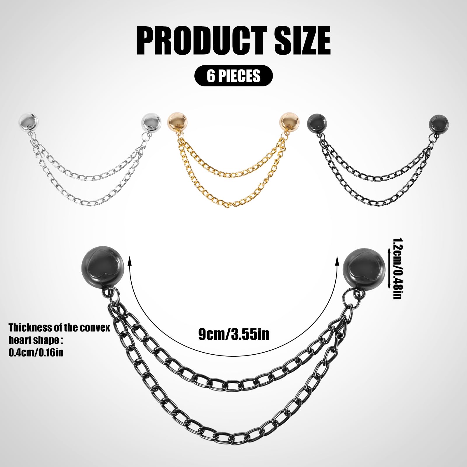 12 Pcs Heart Round Magnetic Clothing Clips With Chain Metal