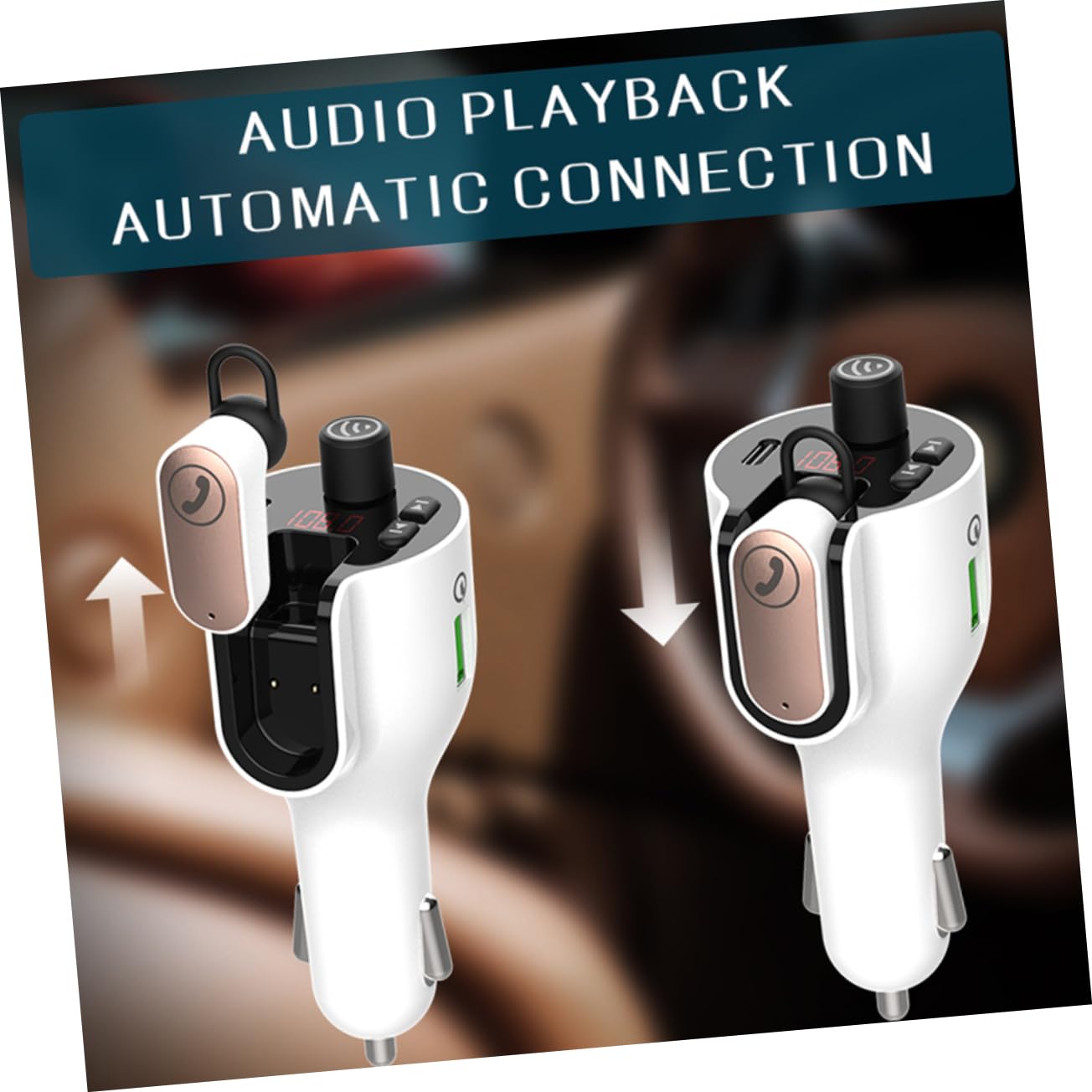 Uonlytech 1pezzi Auricolari Multifunzionali Wireless Adattatore Per Auto Caricabatterie Usb Per Telefono Microfono Integrato Per Chiamate Hd e Risposta Vivavoce Sicura