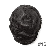 Vista 2 de Toupee para hombres Sistema de reemplazo de cabello humano Full Poly Mens Toupee Hairpiece inyectado PU peluca para hombre sistemas de cabello