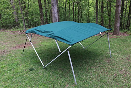 Vortex Direct Dark Green Fabric Square Tube Frame 4 Bow Bimini, 10' Long, 91