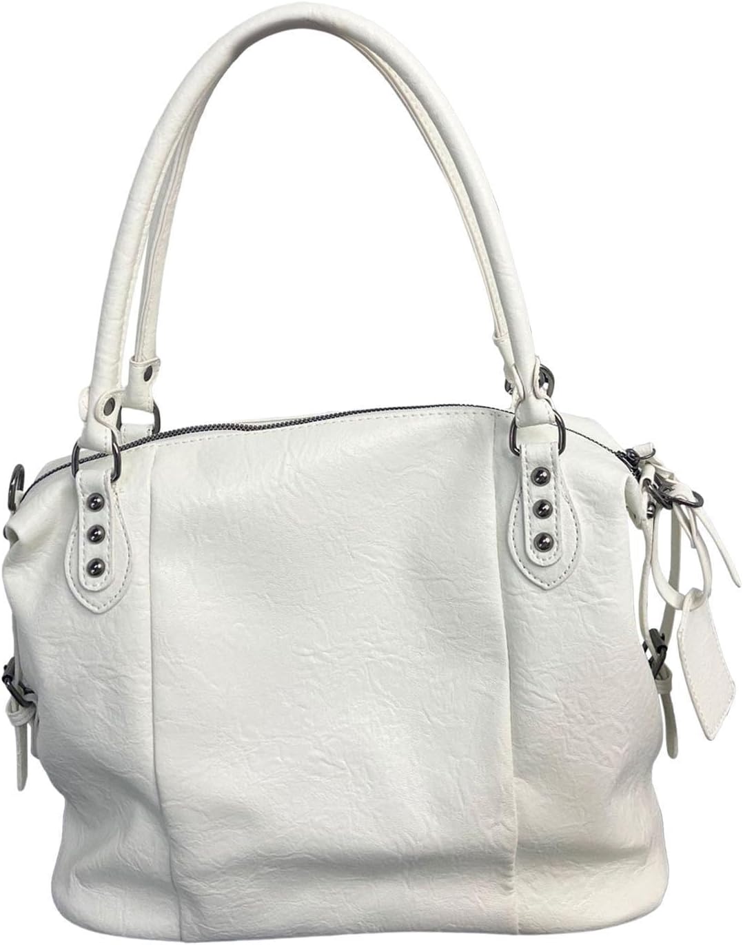 Womens PU Leather Tote Bag Large Capacity Fashionable with Zipper Satchel Hobo