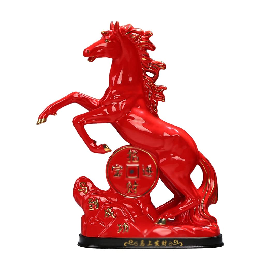 Desktop Decor أحمر زودياك الحصان الديكور سطح النحت النبيذ مجلس الوزراء الصينية تأثيث المنزل فنغ شوي الحرفية مجوهرات السيراميك زودياك الديكور Desktop Crafts (Size : E)