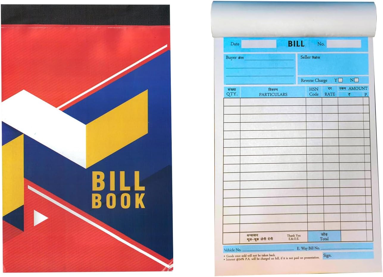 A5 Size Bill Book for Shops & Businesses 200 Sheets (100 Bill Pages 100 ...